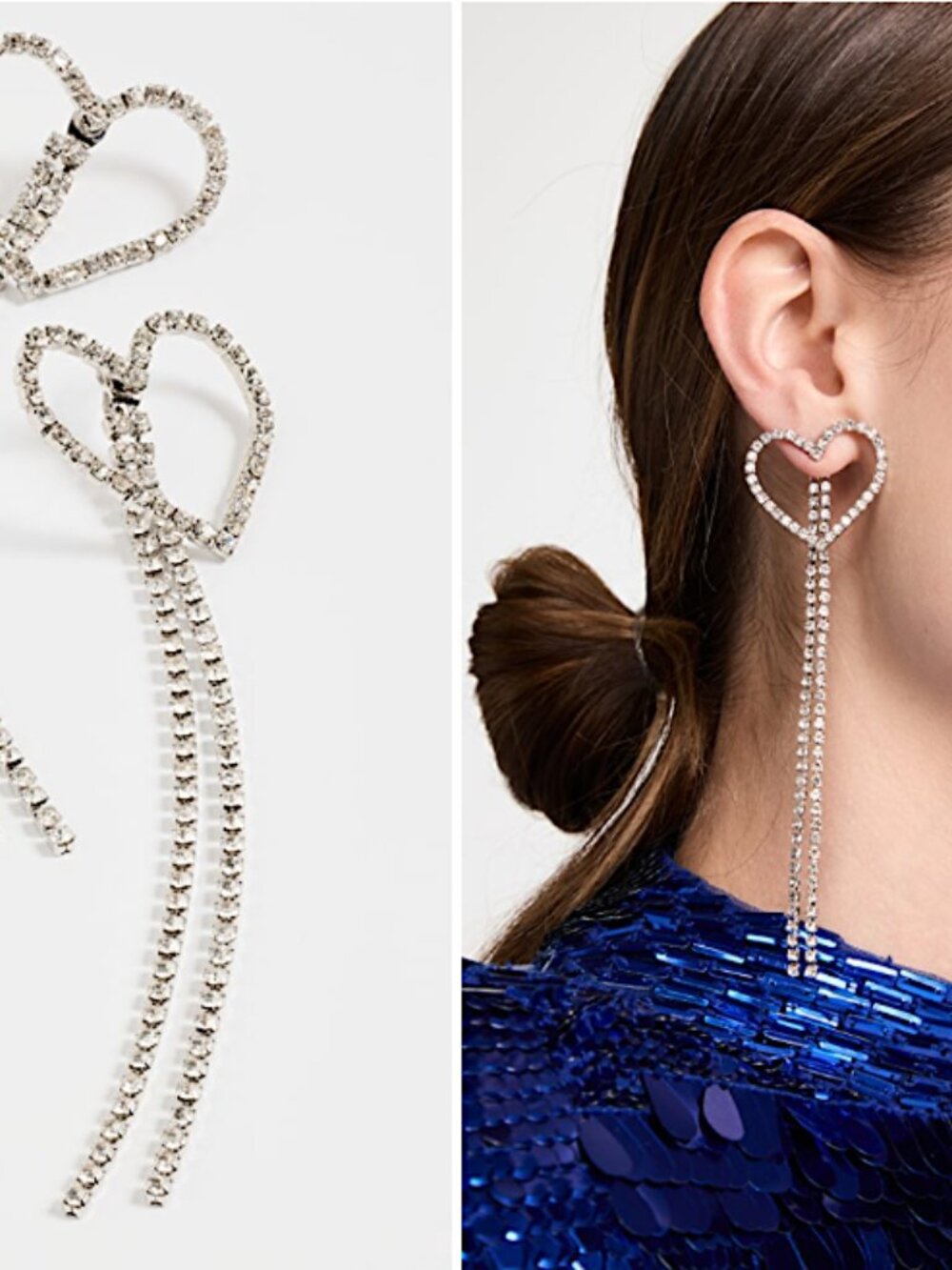 NEW Anthropologie Shashi Long Crystal Heart Earrings
